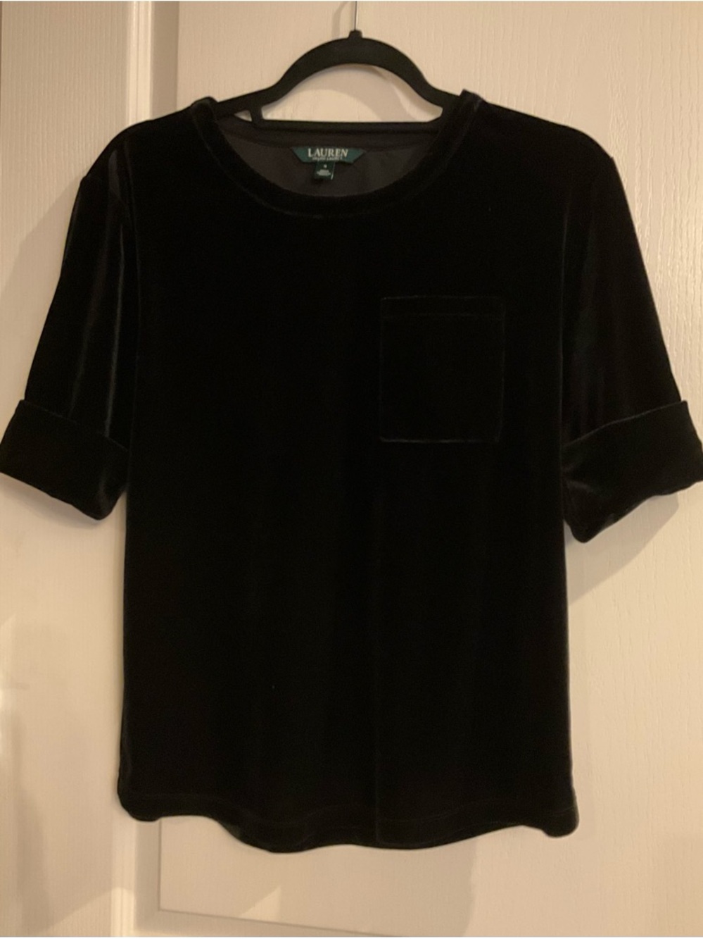 Ralph Lauren Black Velour Top